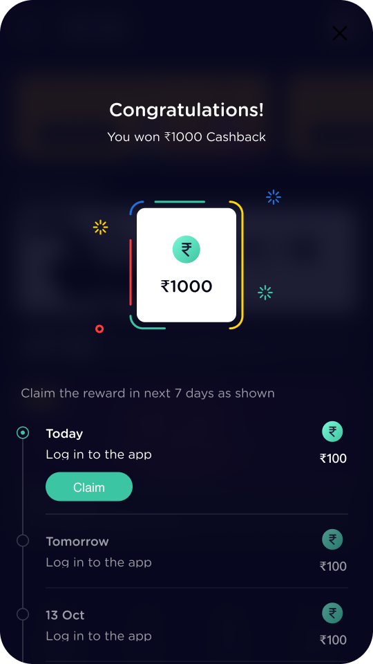 Reward claim screen