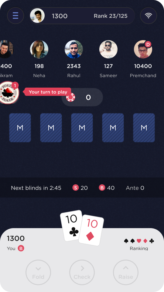 Draggable floating bubble over the poker table