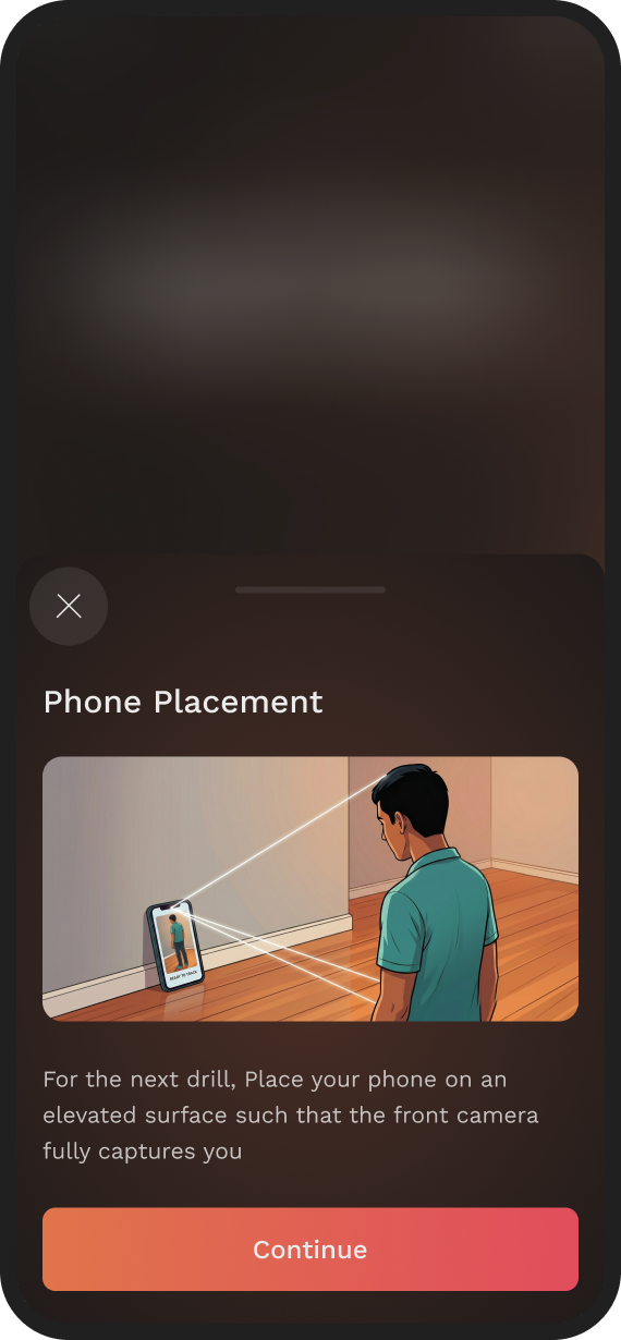 Illustration showing how to place the phone