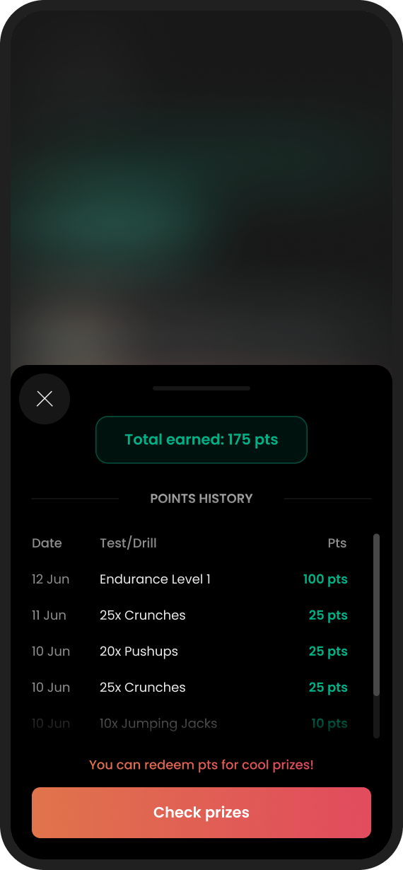 Points history bottom sheet