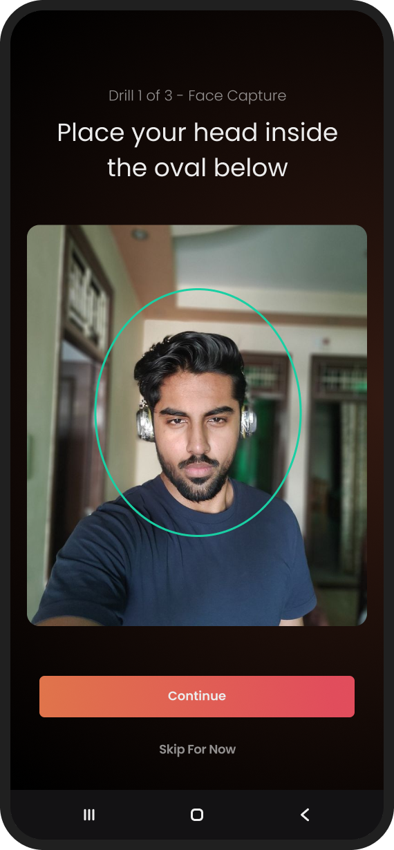 Onboarding screen with a skip option