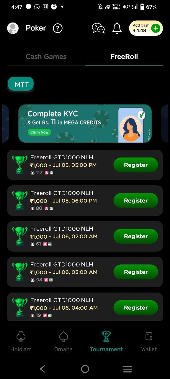 The old tournament tab before the redesign